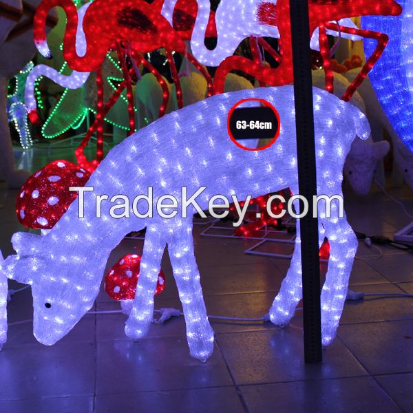 Glitter acryl 3d led lighted standing buck/deer sculpture for christmas festival