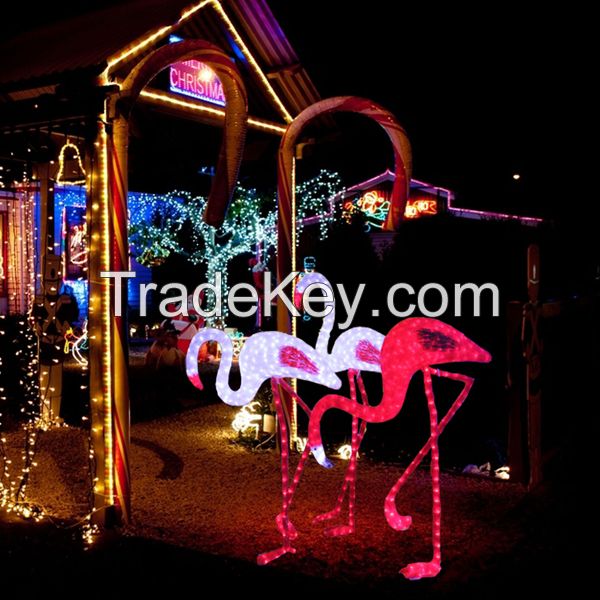 100% handmade led 3D sculpture flamingo zoo park decoration