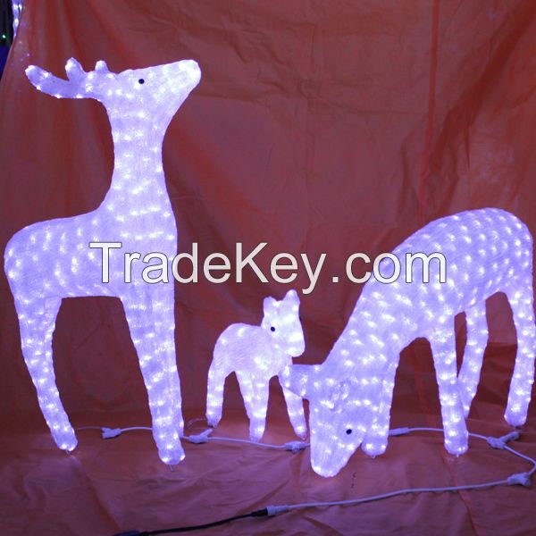 Glitter acryl 3d led lighted standing buck/deer sculpture for christmas festival