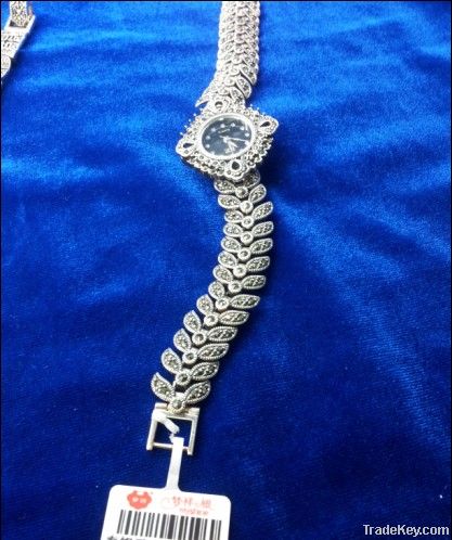 luxist thai silver wristwatch rhinestone hands wristwatches