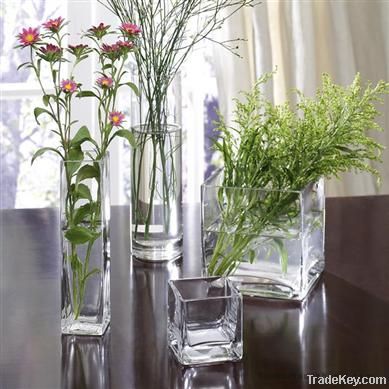 tall clear glass vase