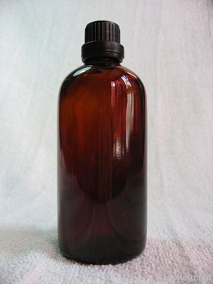 Amber Glass Bottles  With Reducer and White Tamper Evident Caps