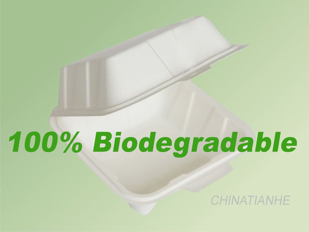 100%biodegradable PLA food container, cornstarch based hamburger box