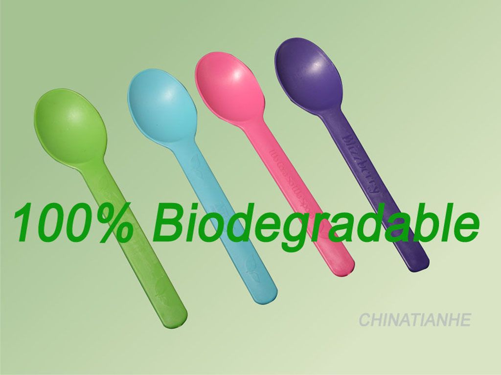 PLA 100% disposable biodegradable frozen yogurt spoon, cornstarch based