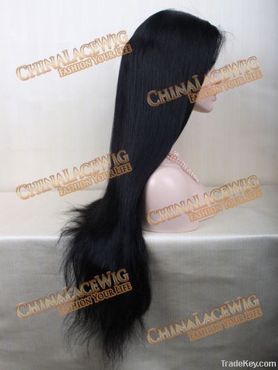 black color stock India remy hair full lace wigs