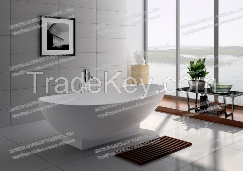 8604-Freestanding artificial stone bathtub solid surface bathtub-JINGZUN