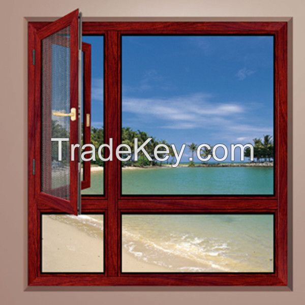 wood grain casement aluminum window