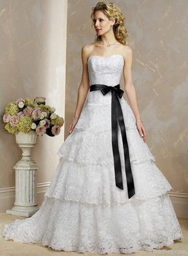 Lace Strapless Empire Waist A line Layered Skirt with Black Detachable