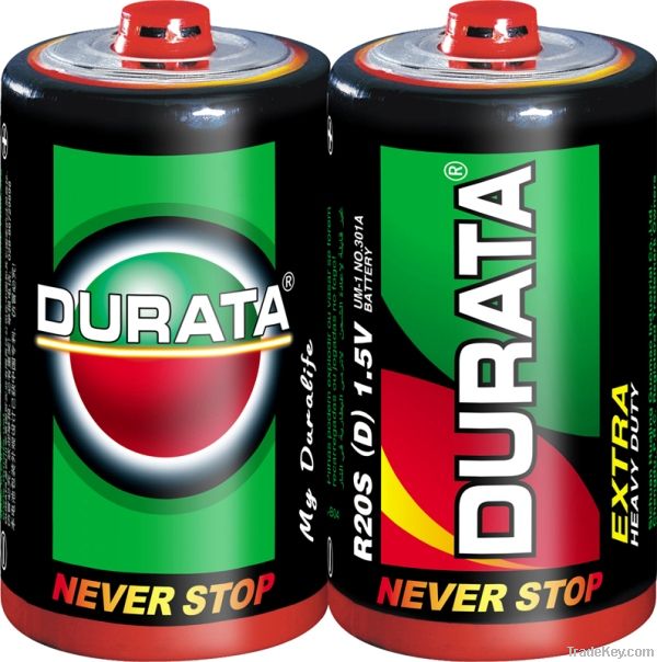 DURATA EXTRA HEAVY DUTY CARBON-ZINC BATTERY R20S-PVC JACKET