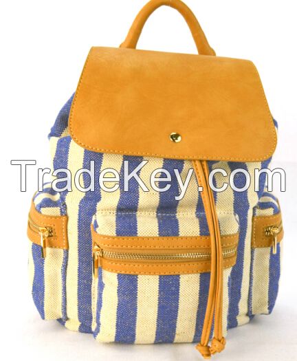 Front Pocket Canvas&PU Fashion Backpack