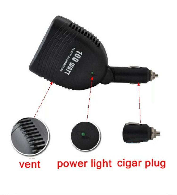 Portable 100w car inverter with swivel plug