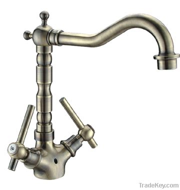 Two handles Bronze kitchen faucet mixer