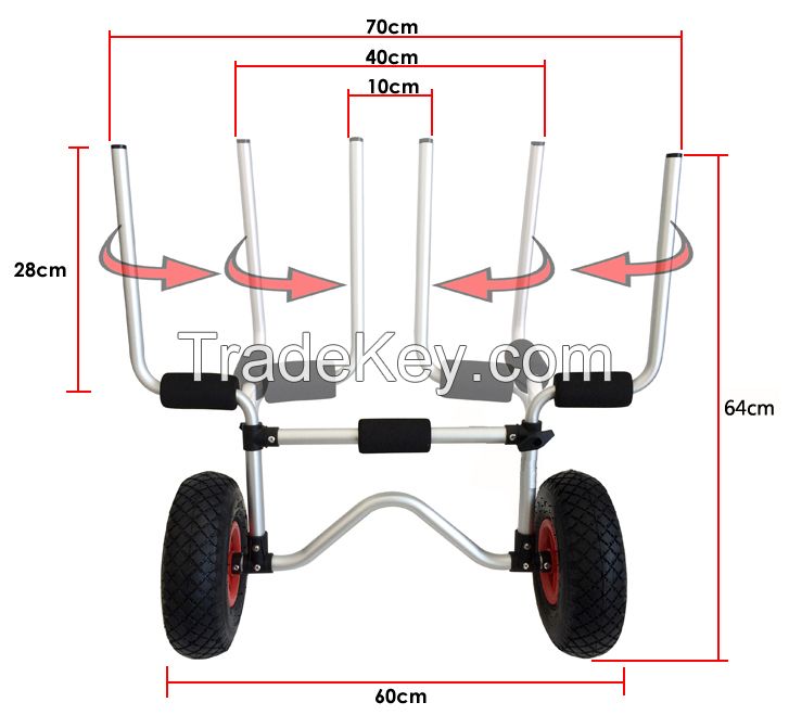 Deluxe Clipper aluminum Sit-On-Top canoe kayak cart beach cart trolley