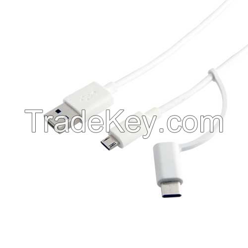 USB to Micro USB cable with Type C adapter