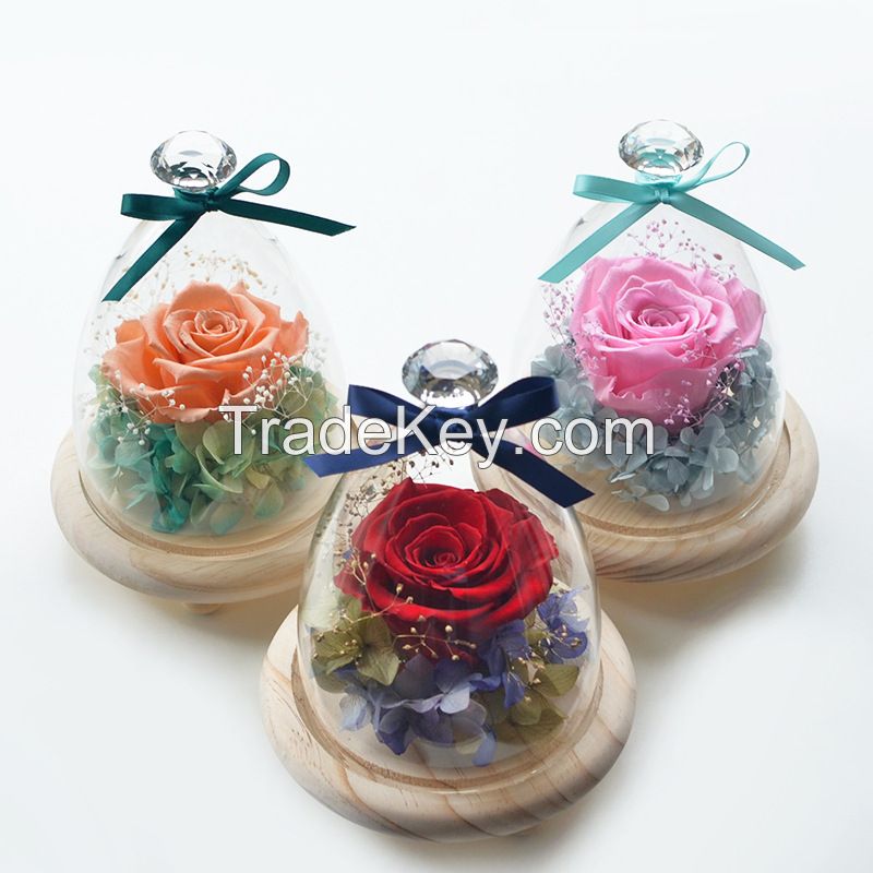 Single Preserved Rose glass gift box for Teacher