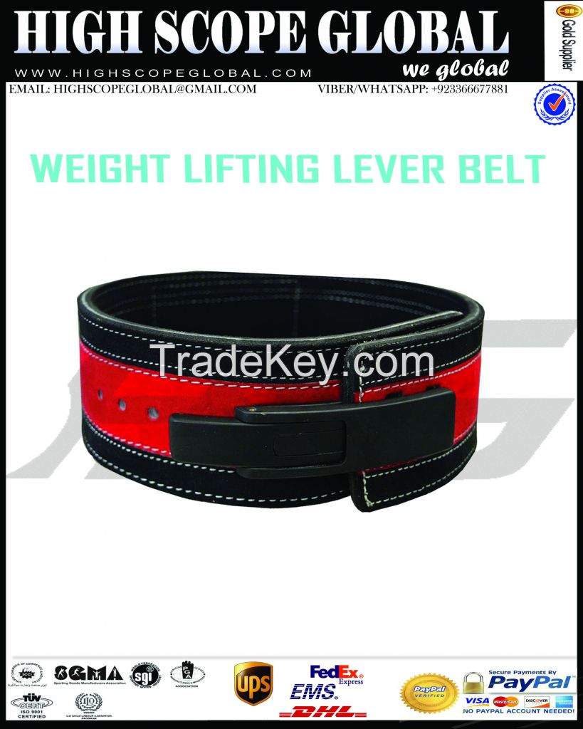 Hot seller 2017 Lever Buckle / Power lifting Belt 13mm For Heavy Weight Lifting Lever buckle Genuine leather Power Training