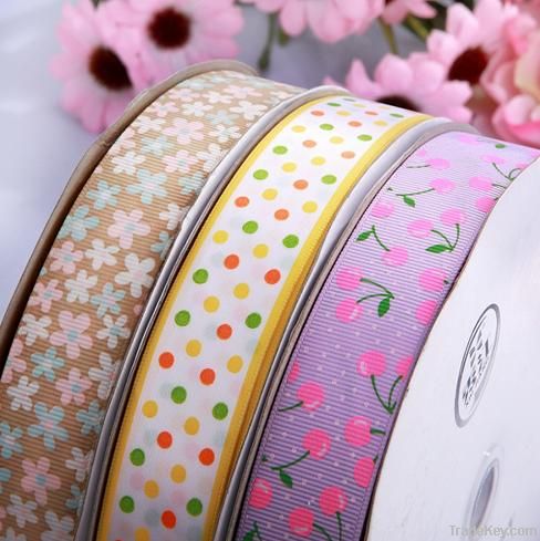 Linyi fashion colorful garment printed grosgrain ribbon