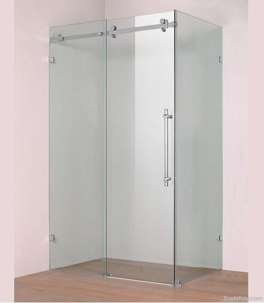 rectangular frameless 10mm glass hanging wheel shower enclosure