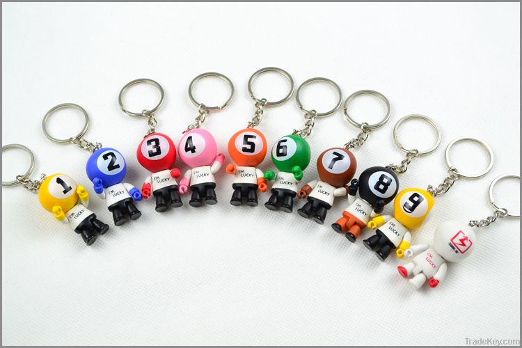 Billiard lucky doll keyring, Christmas gift, pool decoration