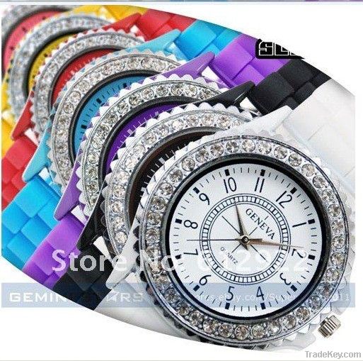 Classic Gel Silicone Crystal Lady Geneva Jelly Watch Gifts Stylish