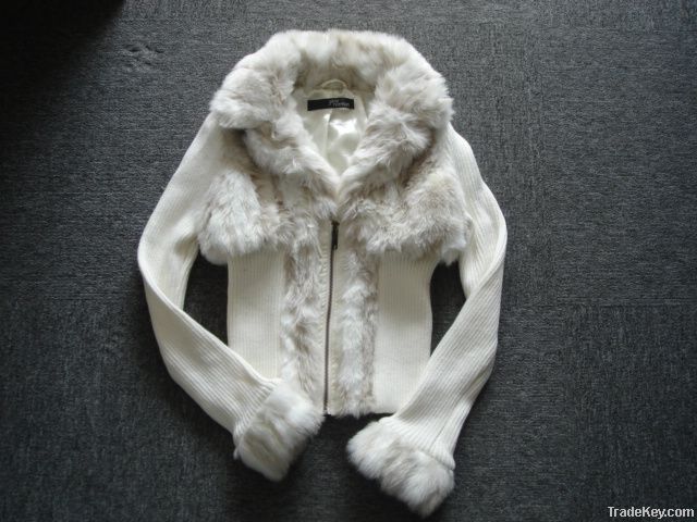 ladies faux fur/rib jacket