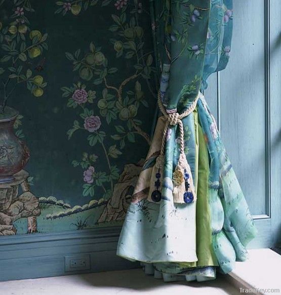 hand-painted silk fabrics-chinoiserie