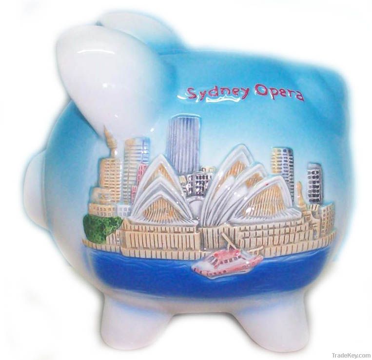 Money Bank, coin box , ceramic souvenir money box