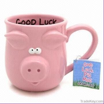 3D Ceramic Pig Mug, 100% Hand-painted Craft