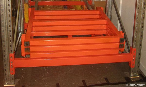 Push back pallet racking