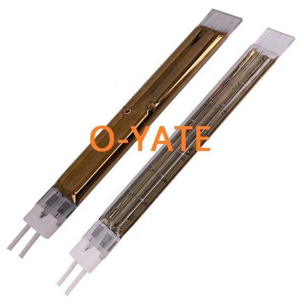 Twin tube quartz infrared heating lamp emitter for industrial heating
