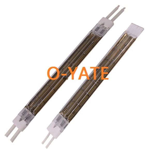 Twin tube quartz infrared heating lamp emitter for industrial heating