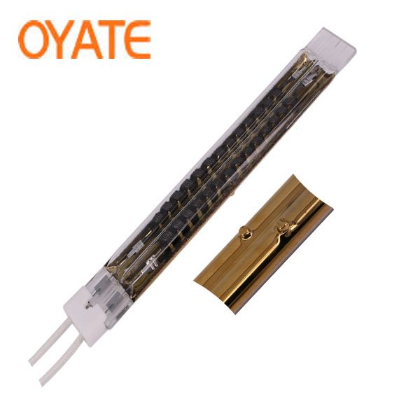 Twin tube quartz infrared heating lamp emitter for industrial heating