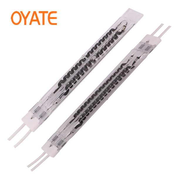 Twin tube quartz infrared heating lamp emitter for industrial heating