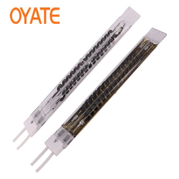 Twin tube quartz infrared heating lamp emitter for industrial heating