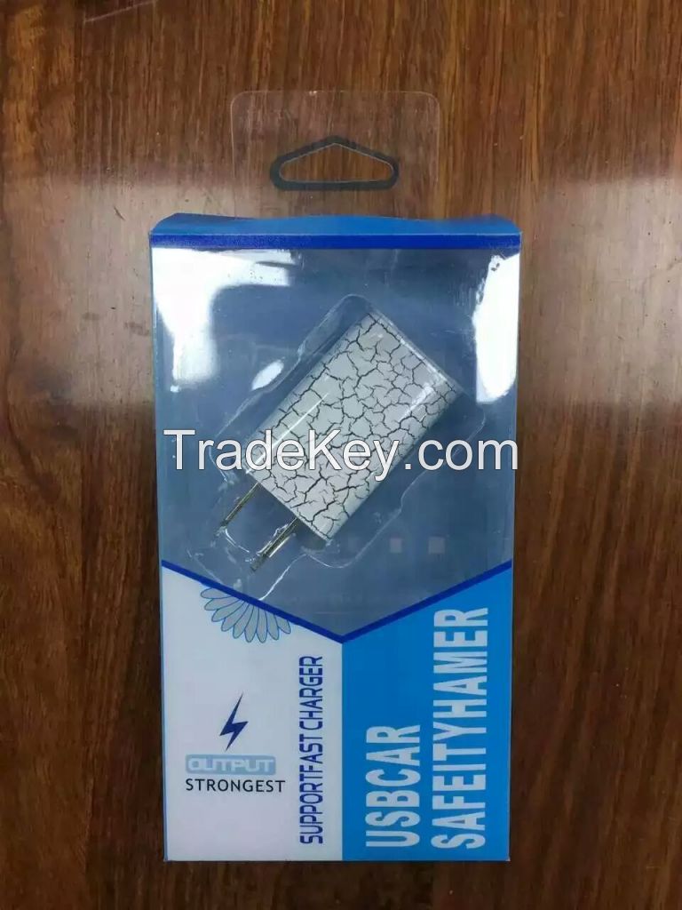 Crack 600mah / 800mah / 1000mah mobile phone usb charger flat head charger for iphone cable charger