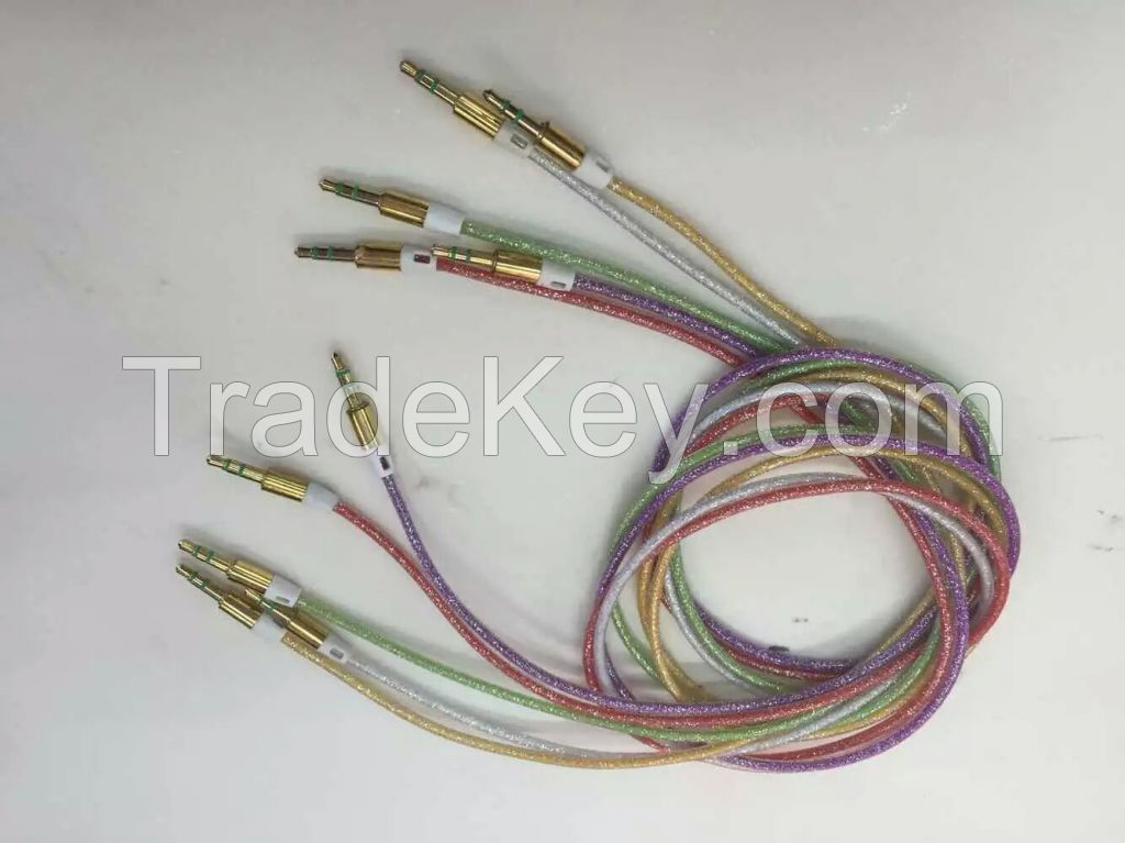 Colorful 3.5mm connector aux car audio cable 1m