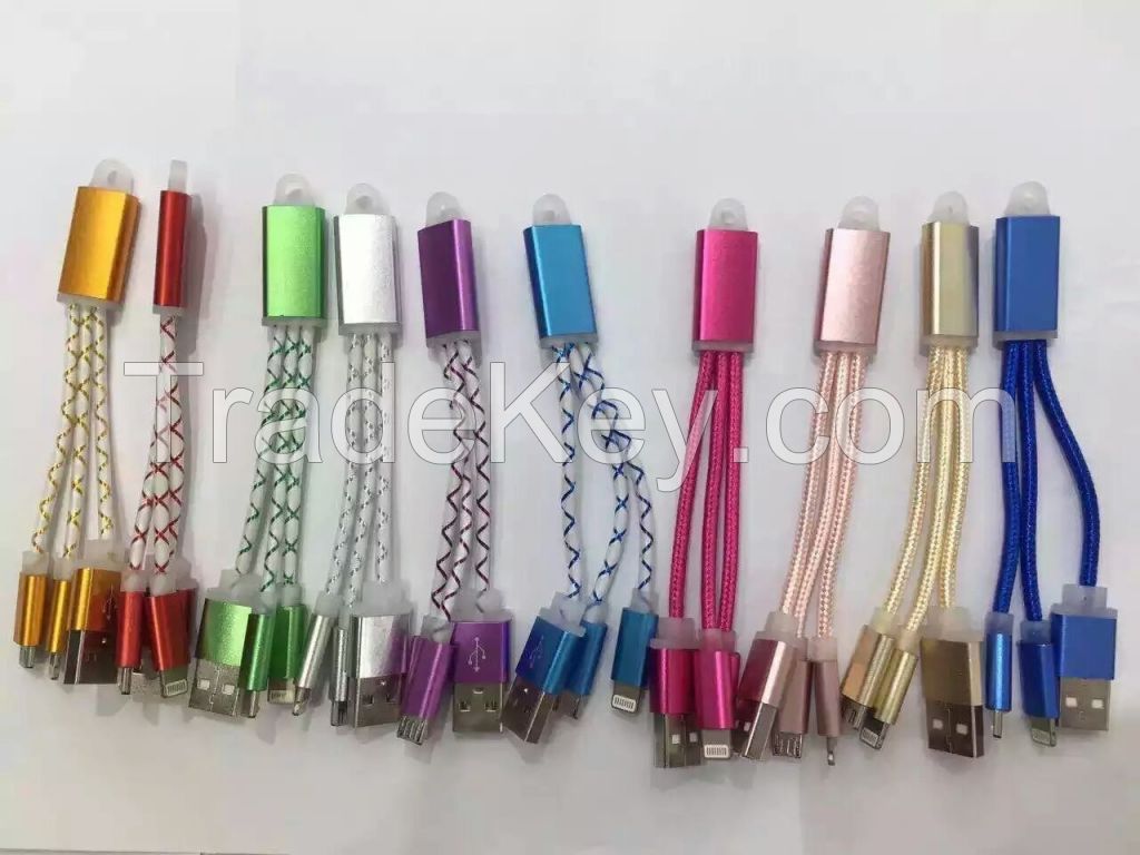 Wholesale Factory Colors I5/I6 3 In 1 Charging Cable Data Line Smart Phone Multi USB Cord