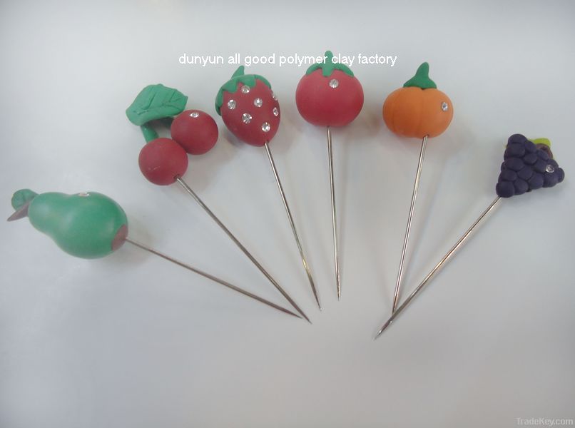 various designs polymer clay flower hijab pin