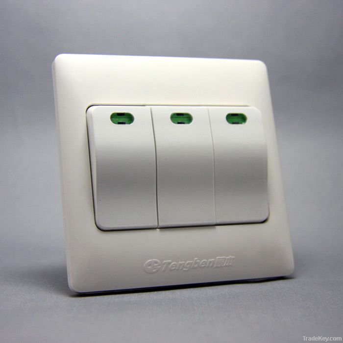 K100B Three Gang A Way Wall Switch & Sockets