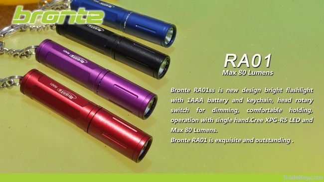 80 lumen high performance Cree R5 LED keychain flashlight