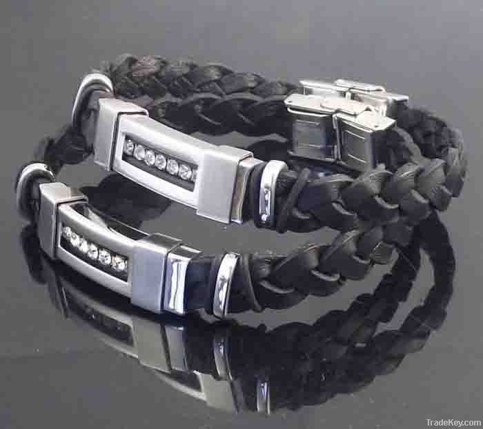 hot sale leather bracelet jewelry with stainless steel clasp