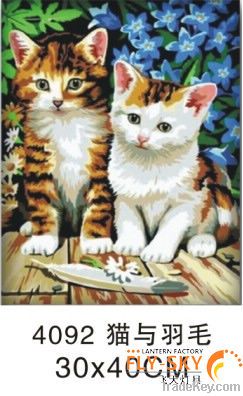 hot design cartoon animal diy canvas oil painting for kids&#039;gift