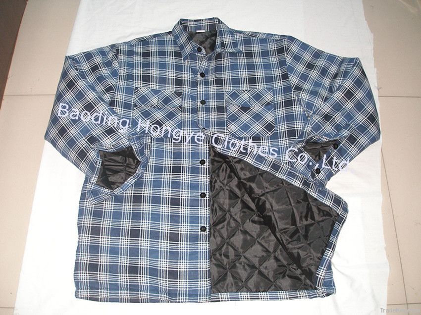 100% cotton mens quilted padded shirt