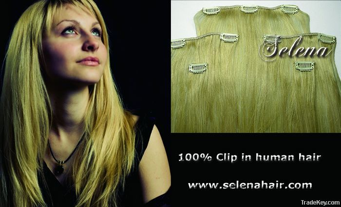 Fashion clip in human hair extensions