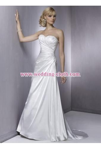 Strapless Little Sweetheart Full Length Beaded Pleated Wedding Dress