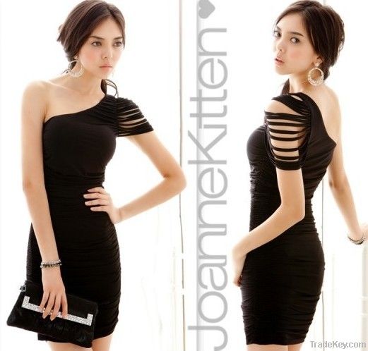 Fashion new women sexy one-shoulder evening dress party dresses