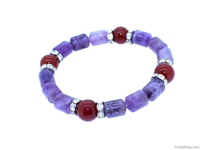 Amethyst carnelian lucky charm bracelet