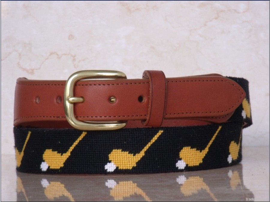 Handmade Golf tee needlepoint belt