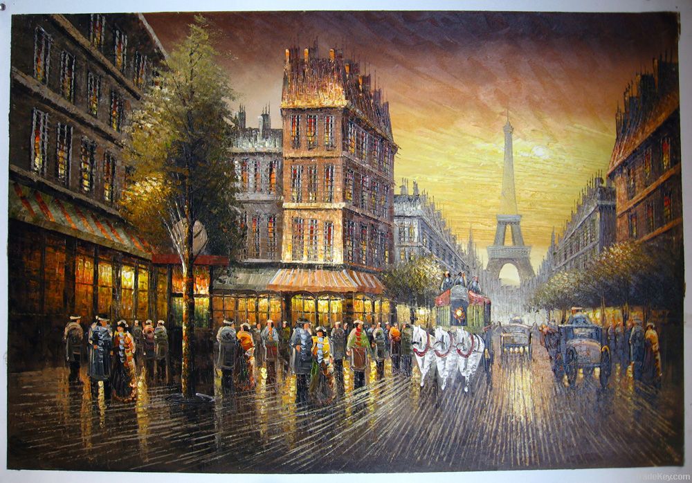 wholesale paris street knife oil painting