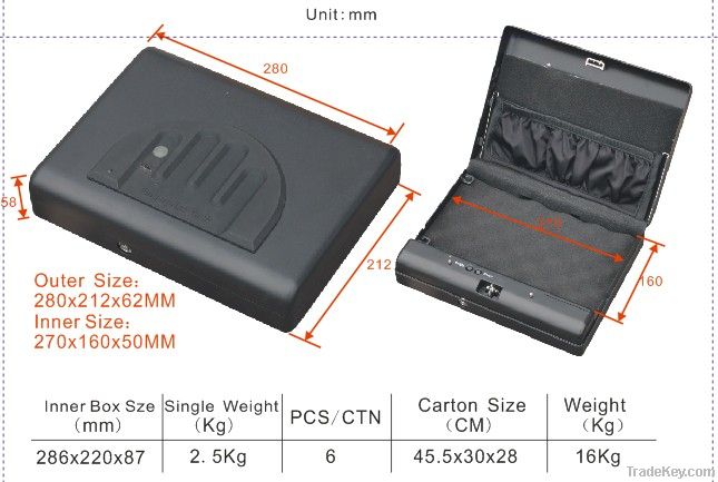 MS500 Biometric Fingreprint Portable Mini Car Gun Safe Box (Gun Vault)